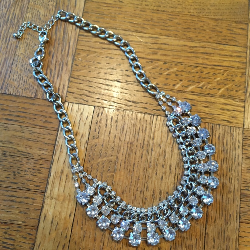 Diamond Like Bib Accent Necklace on Chain